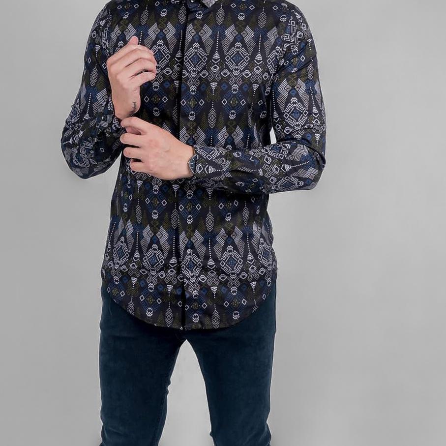 ▲ DGM Fashion Kemeja Batik Songket Pria Batik Pria Lengan Panjang Batik Premium Batik Songket ➳