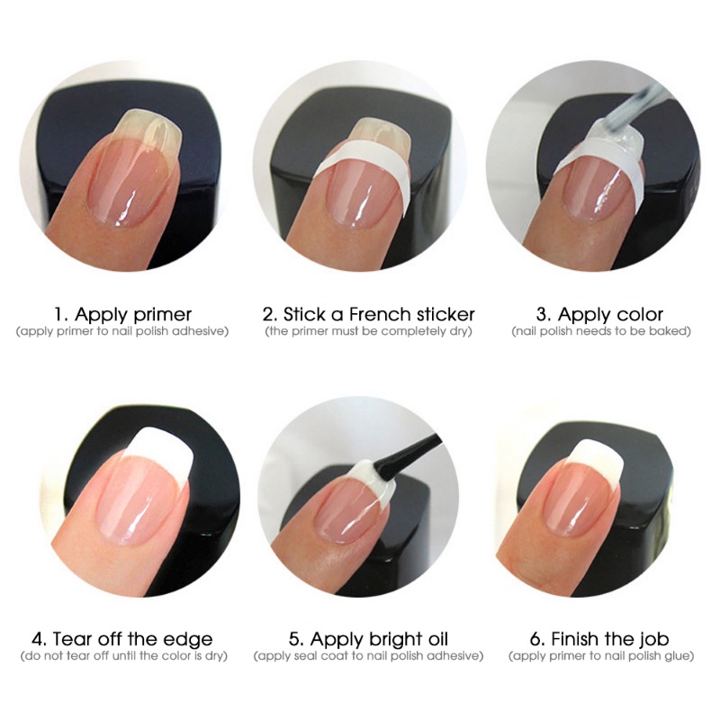 1lembar DIY French Manicure White Guide Stickers Nail Decals/Stiker Kuku Tips Stensil