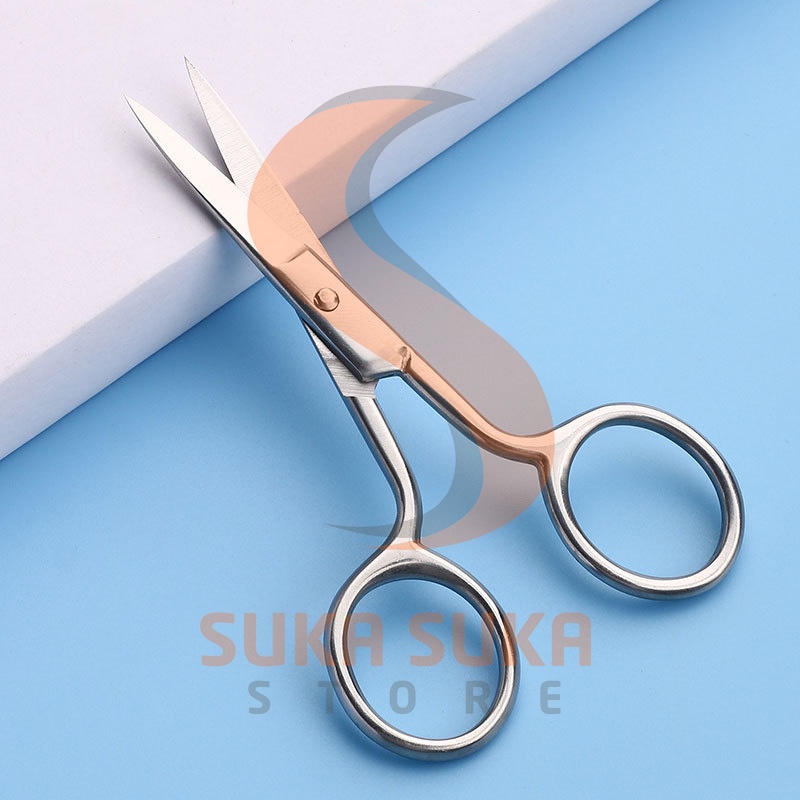 Curved Mini Scissor Gunting Alis Bulu Mata Gunting alis/bulu hidung/ skot mata/kumis Stainless steel