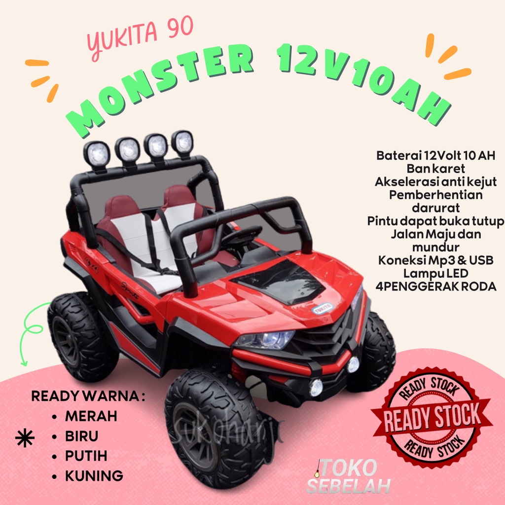 Mainan Anak Mobil Jeep Aki Yukita 90 Monster