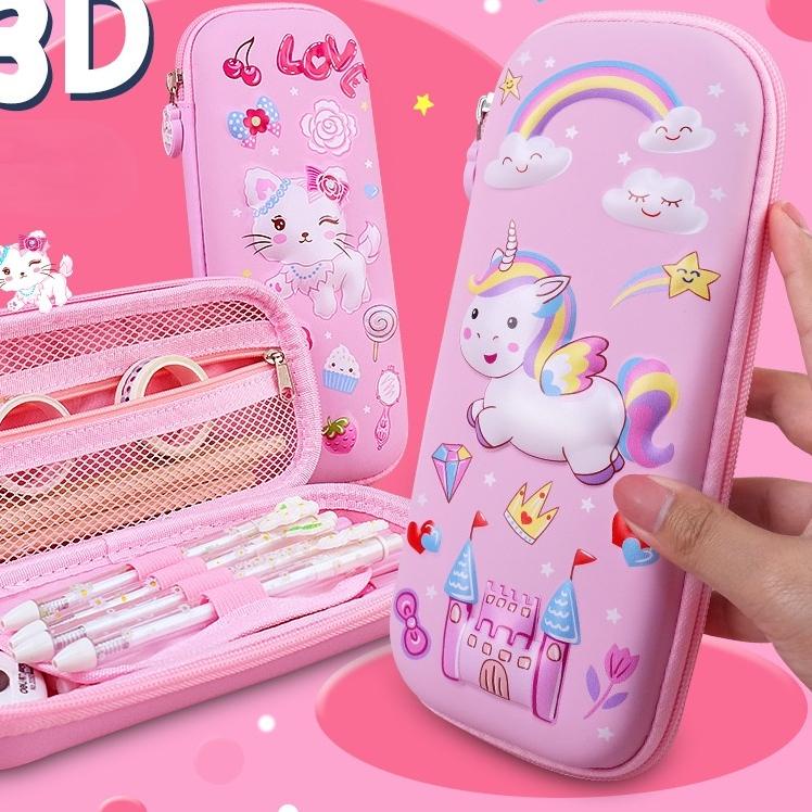 

W93 3D Unicorn Tempat Pensil Motif Kartun Bahan EVA Untuk Anak Perempuan Besar Untuk Hadiah Ulang Tahun Anak Kotak Pensil Case Anak Kotak Pensil Unicorn TREND ヶ