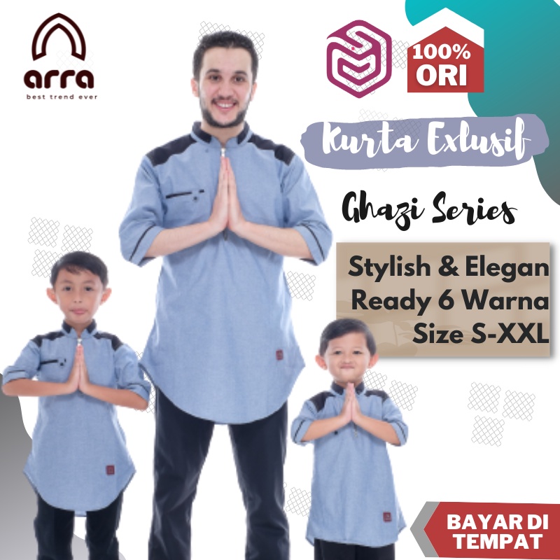 Baju Koko Couple Ayah dan Anak Koko Kurta Pakistan Pria Dewasa Original Arra Ghazi Baju Koko Lengan 