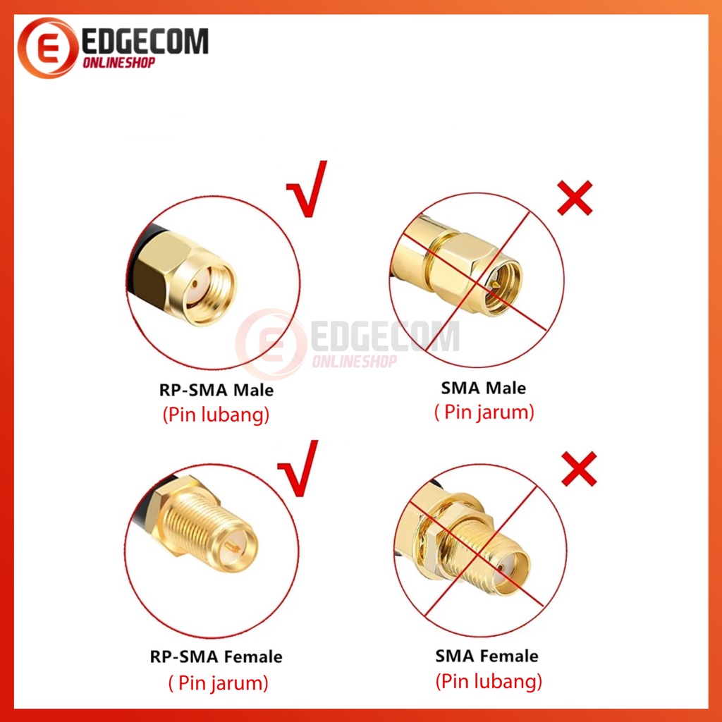 Kabel Perpanjangan Antena WiFi Modem dan Router RP - SMA Male Female Pigtail