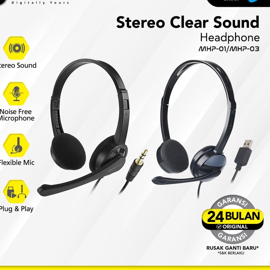 Penjualan Mutu Headset Stereo Wired Micropack With Mic For Handphone Headset Laptop & Computer