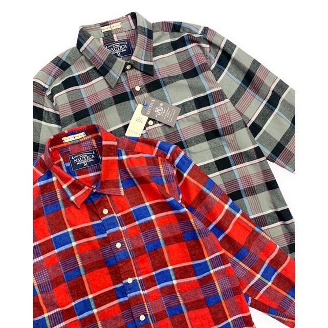 KEMEJA NAUTICA ORIGINAL FLANEL SHIRT ORI BRANDED LONG T SHIRT KOTAK