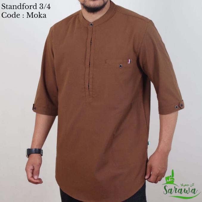 Kurta 3/4 Sarawa Original Katun Oxford Stanford Baju Koko Muslim Qurta