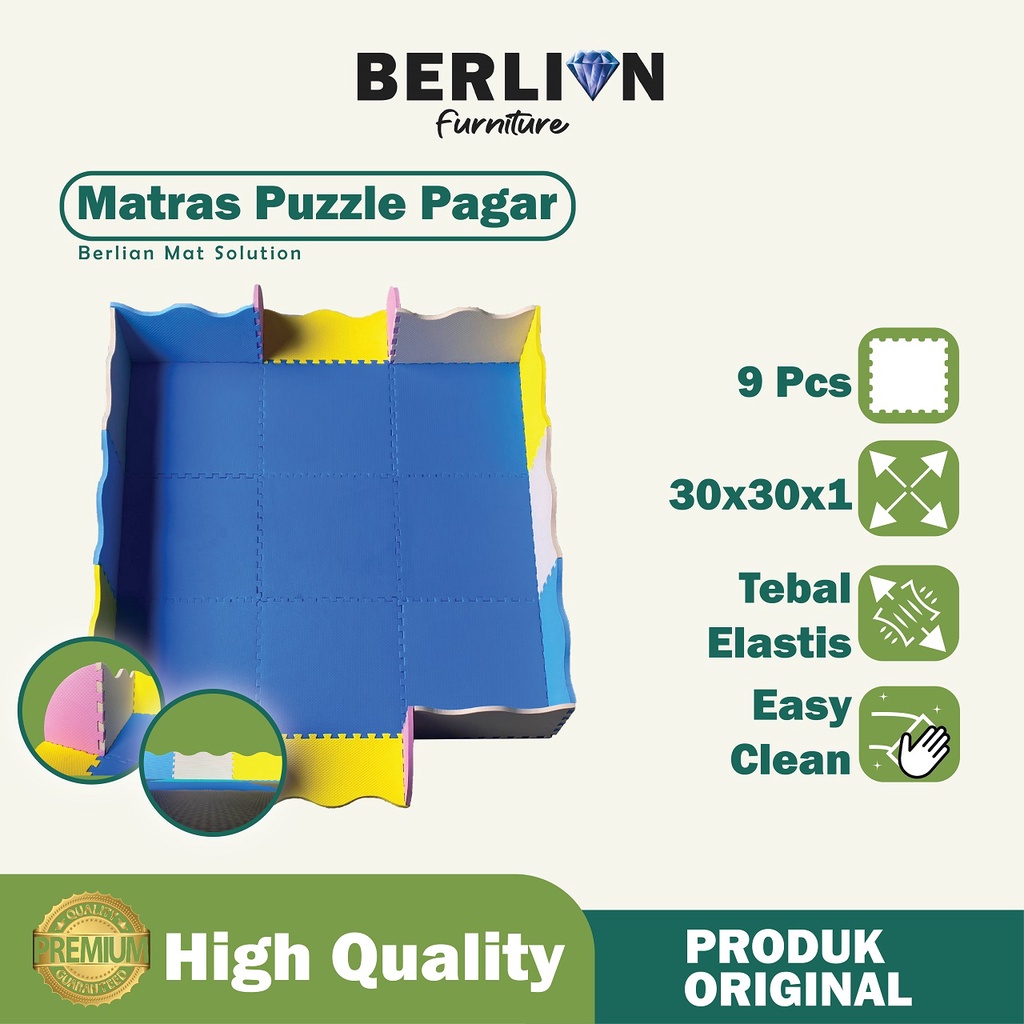 Matras Puzzle Pagar 30x30 Tbl 1 Cm isi 9 Pcs / Alas Lantai / Playmat