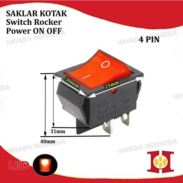 Saklar Power Switch Tombol ON OFF Mini Roker Rocker Besar 2 3 4 Pin - 5pcs