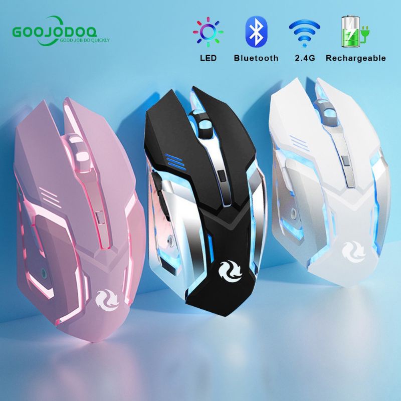 Goojodoq M08 Mouse Gaming 2in1 Bluetooth &amp; Wireless RGB 2.4G 1600 DPI Rechargeable