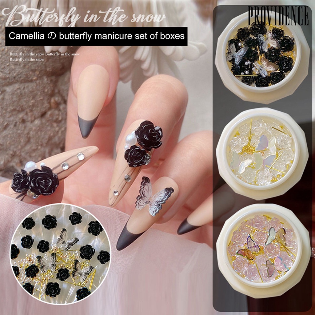 Providence 1set Pesona Kamelia Kuku Shiny Efek Visual Tiga Dimensi High Gloss DIY Berkilau Camelia Mutiara Palsu Nail Art Decor Manicurist Supply