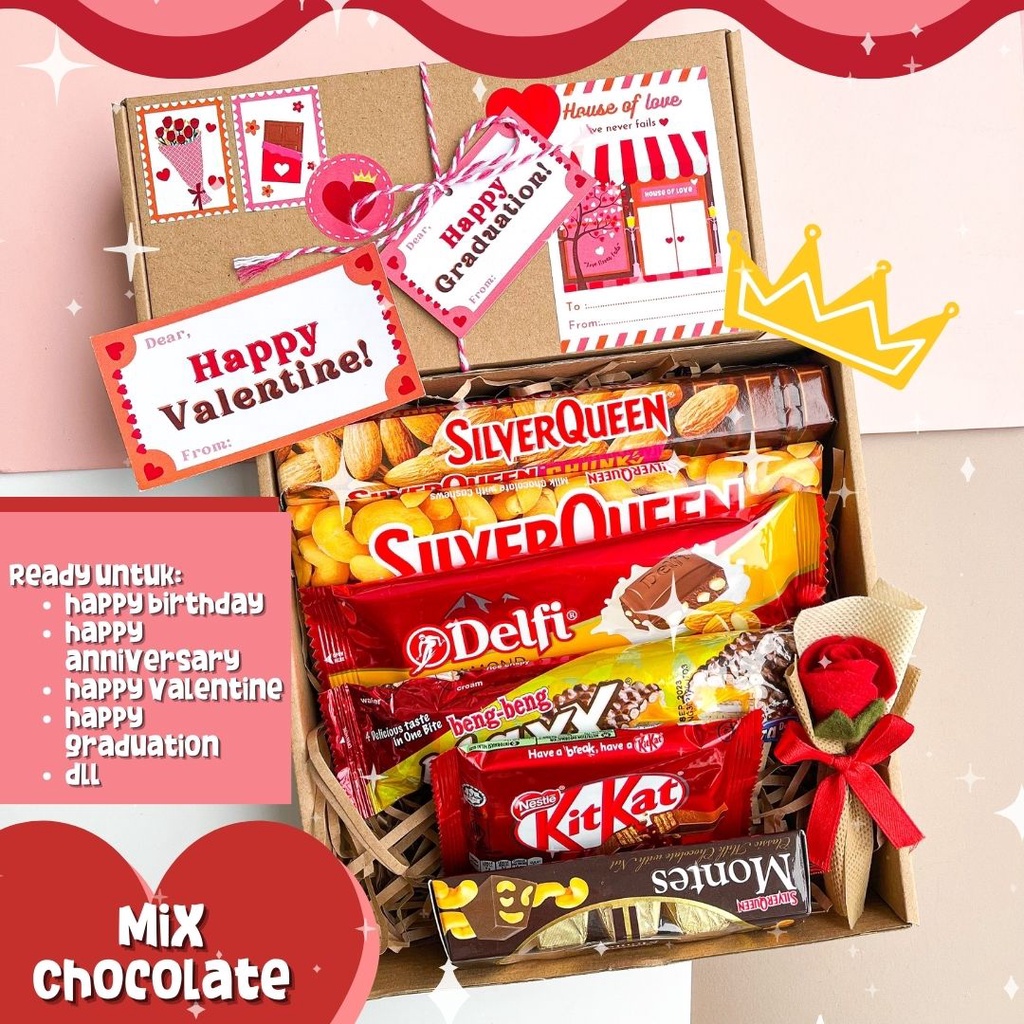 [MIX CHOCOLATE] KADO ULANG TAHUN CEWEK COWOK | WISUDA | ULTAH | HAMPERS COKLAT VALENTINE GIFT BOX | KADO COKELAT COKLAT CHOCOLATE GIFT BOX | KADO ANNIVERSARY GRADUATION HAPPY BIRTHDAY | VALENTINE BOX