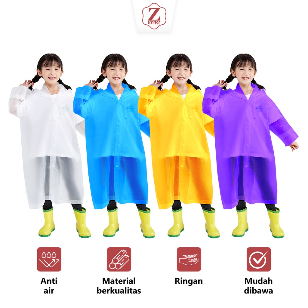 Mantel Hujan Setelan Anak Karakter Lucu Imut Jas Hujan Anak Jas hujan anak kecil eva murah kualitas bagus Jas Hujan Terusan Bahan EVA RAINCOAT Mantel Hujan Anak Dan Dewasa Semi Transparan Polos Murah Import Berkualitas