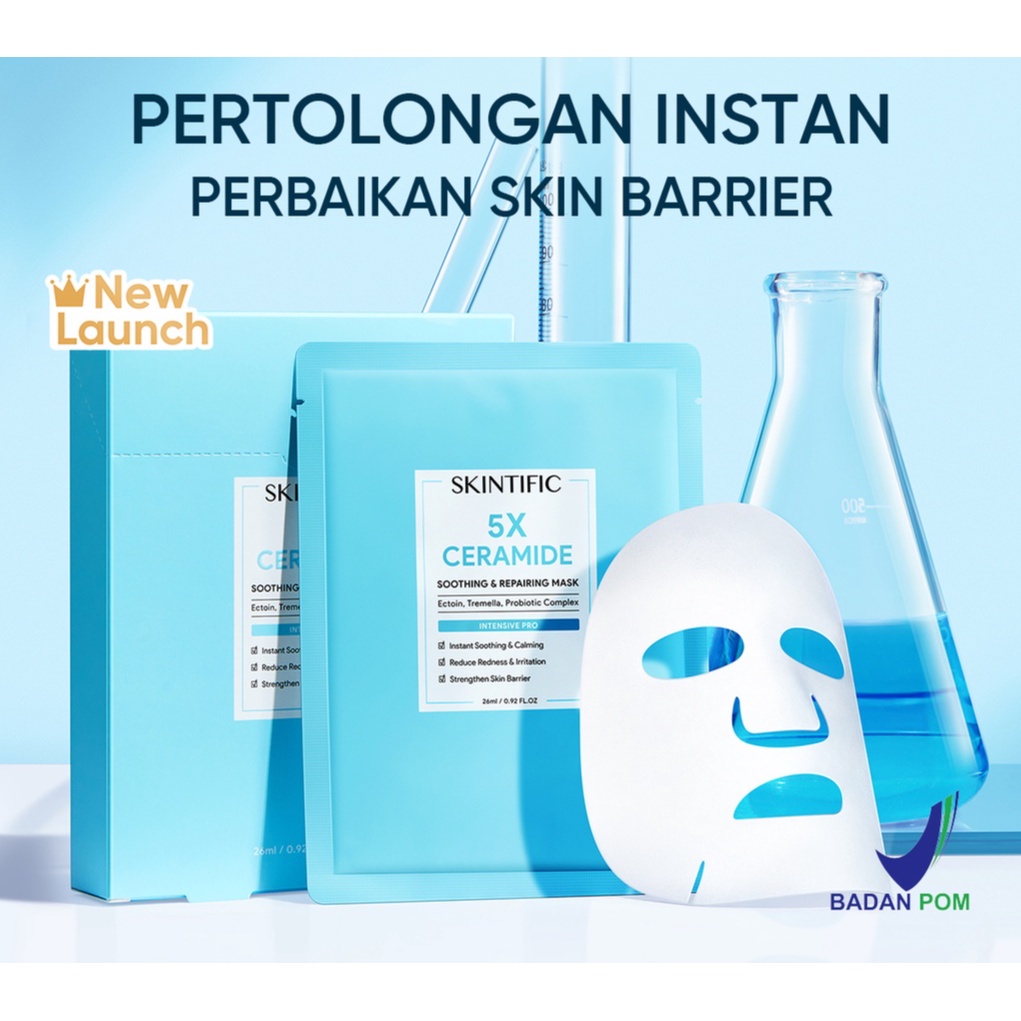 SKINTIFIC 5X Ceramide Soothing and improveing Mask 100% Ori Skintific Mask Masker Wajah Facial Mask Skintific Mask Soothing Mask Sheet Mask