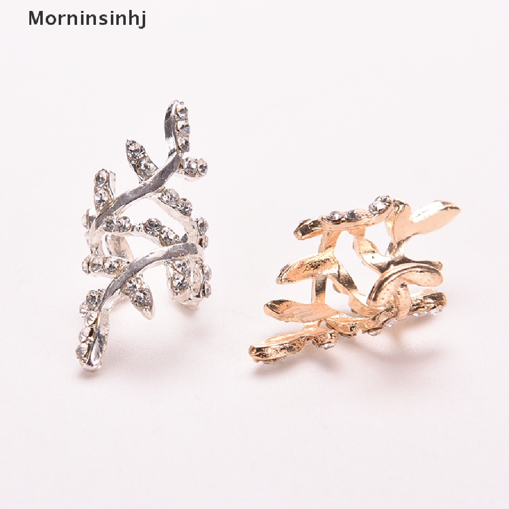 Mornin Wanita Punk Rock Retro Earings Kristal Daun Manset Telinga Warp Klip Telinga Klip Earings id