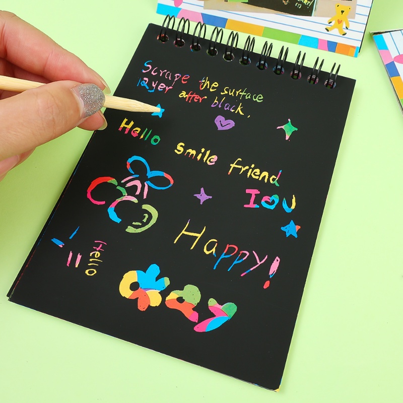 Diy Kreatif Anak Graffiti Colorful Scratch Book/Buku Gambar Scratchpad Seni Edukasi Menarik/Alat Tulis Kertas Lukisan Manual Anak