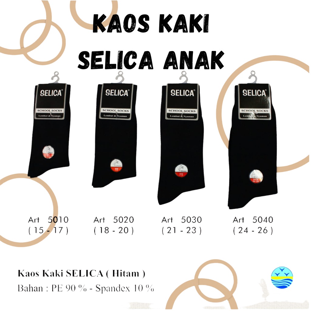 Kaos Kaki Sekolah Panjang SELICA 5040 hitam / Kaus Kaki SD SMP 5040 HITAM