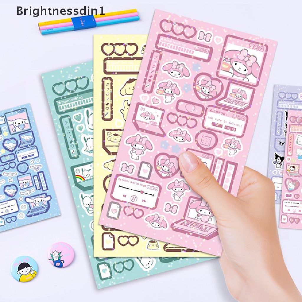 [Brightnessdin1] Sanrio Sticker Cinnamoroll Kuromi My Melody Hello Kitty Pachacco Pompompurin Dekorasi Stiker Planner Japanese Diary Boutique