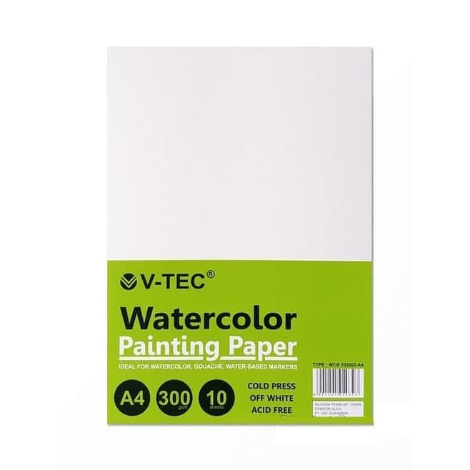 

Scetch Kertas Lukis Watercolor Painting Paper V-Tec Vtec 300 Gsm A4 10 Sheets