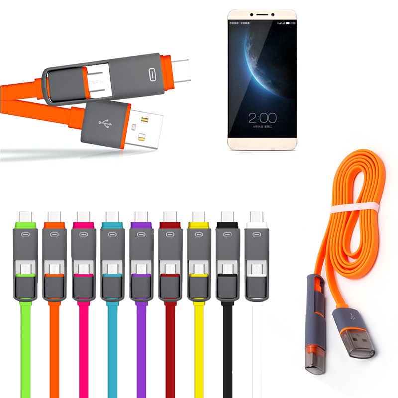 Kabel Charger Data 2in1 Type C &amp; Micro USB to USB C Untuk Android samsung huawei/Hot Sale