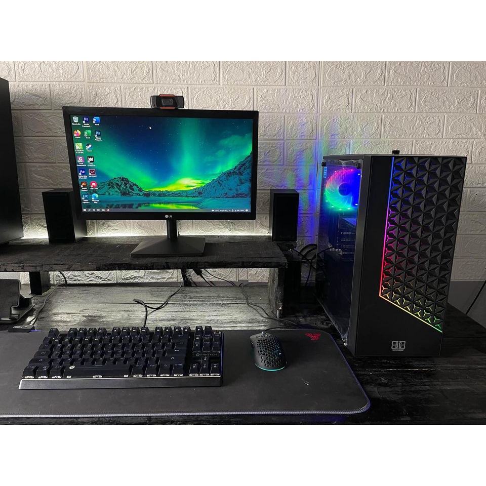 PC GAMING FULL SET RGB + MONITOR SIAP PAKAI (VALORANT PUBG FORTNITE)