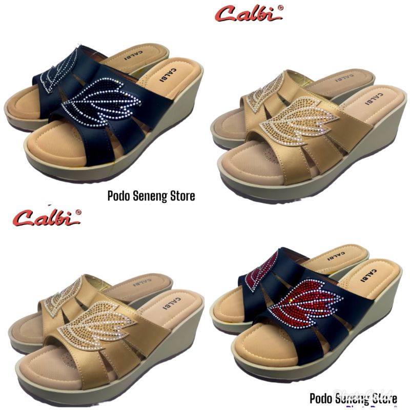 SANDAL CALBI SLOP DAUN TERBARU 3 WARNA