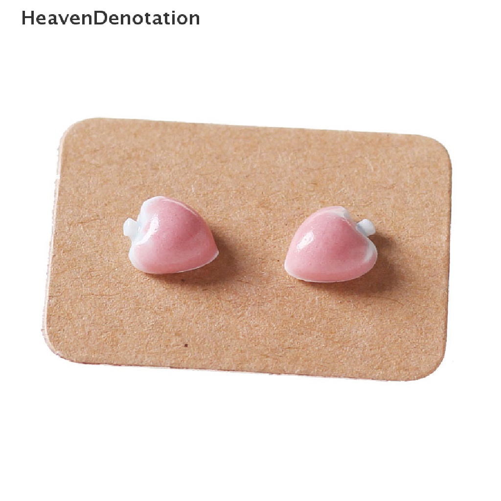 [HeavenDenotation] 1pasang Pernak Pernik Keramik Manis Kecil Segar Buah Anting Telinga Lucu Kecil Perempuan Stud Earrings Indah Perhiasan Pesta Aksesoris Fashion HDV