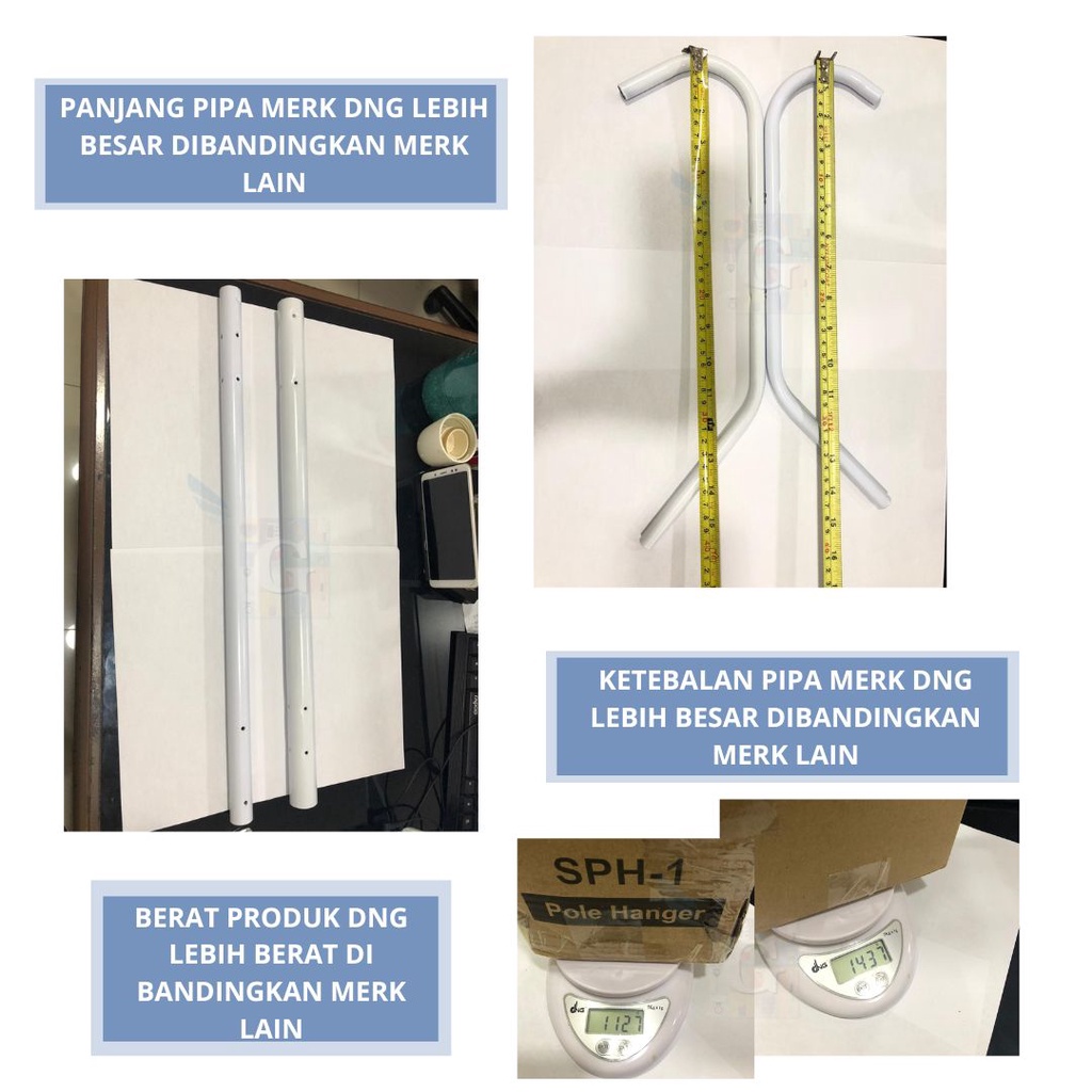 Stand Hanger / Gantungan Baju / Gantungan Jaket Serbaguna Portable 12Hook PIPA TEBAL