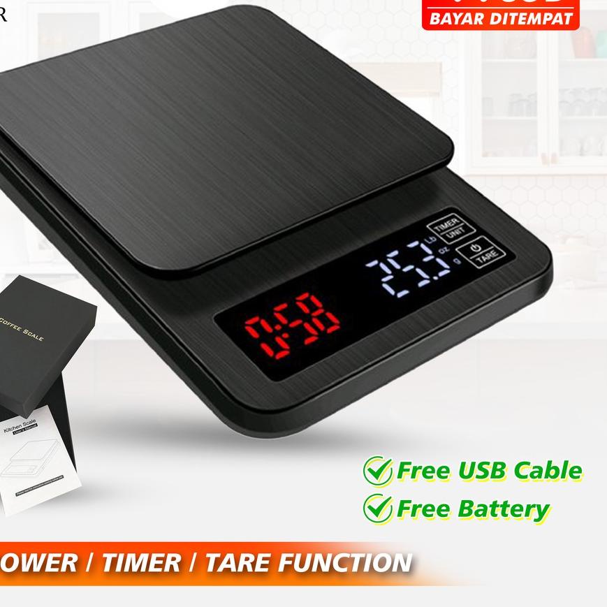 ✹ Timbangan kopi digital 5kg dengan USB / timbangan dapur USB / coffee drip scale / kitchen scale ❂