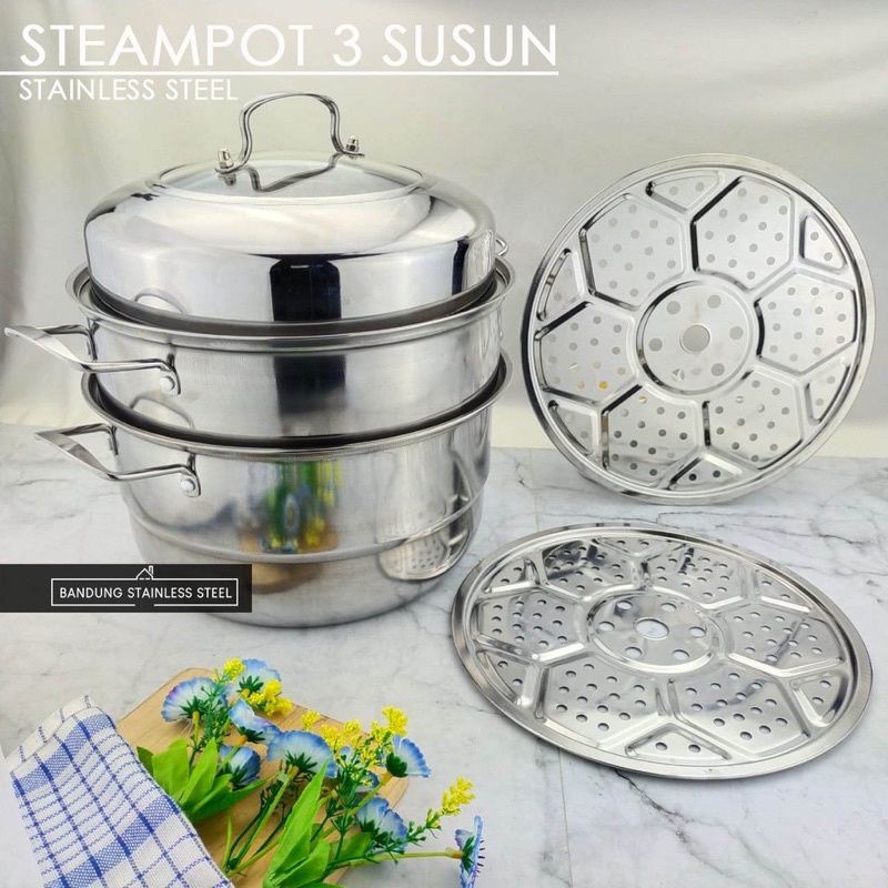 Panci kukus susun 3 Tutup kaca