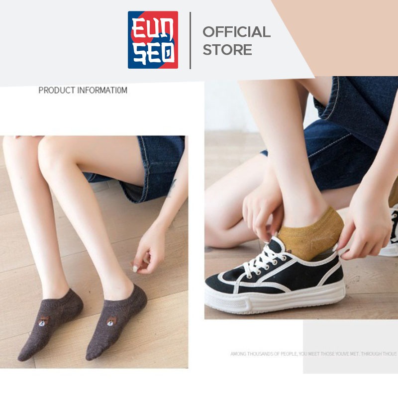 EUNSEO Kaos Kaki Wanita Bear Invisible Kaoskaki Fashion Korea Women Socks