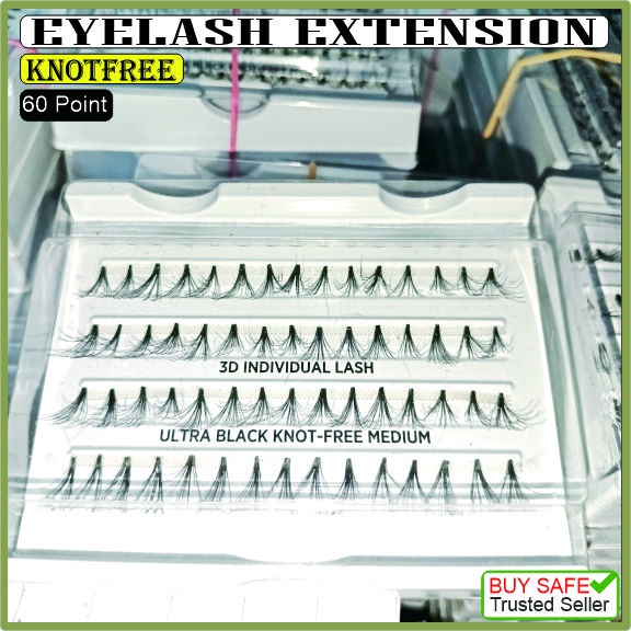 Bulu Mata Tanam KNOT FREE 60 HELAI Bulumata Tanam Eyelash Extension RINGAN MURAH LIMITED 8ply Ukuran MEDIUM 10mm