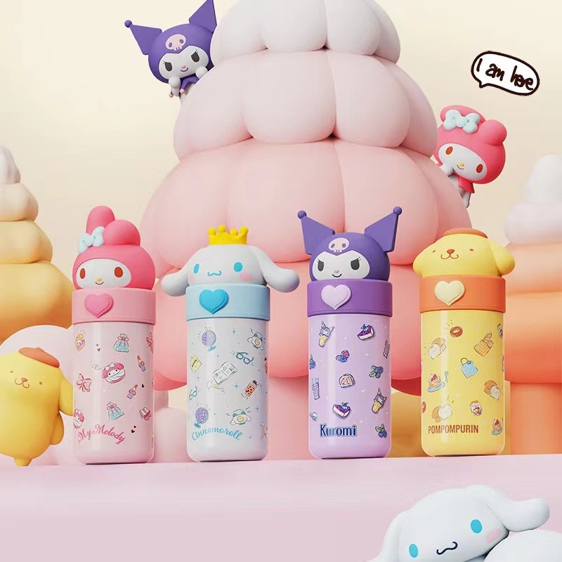 350ml Sanrioed Anime Kuromi Cinnamoroll Thermos Mug Kawaii Botol Air Olahraga 316stainless Steel Thermal Cup Botol Air Anak