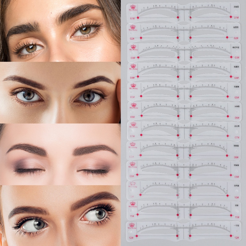 [Unggulan] Draw Perfect Brows Makeup Drawing Guide Tool 12pasang Template Kartu Stensil Alis Profesional Dapat Digunakan Kembali Dengan Tali Yang Dapat Diperbaiki Alat Stiker Alis Stensil Alis