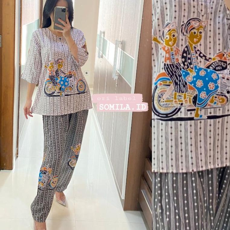 MENARIK GROSIR KULOT ONE SET TERBARU BUSUI JUMBO RC ASMARA LENGAN 7/8 PANJANG PIYAMA BATIK BU TEJO