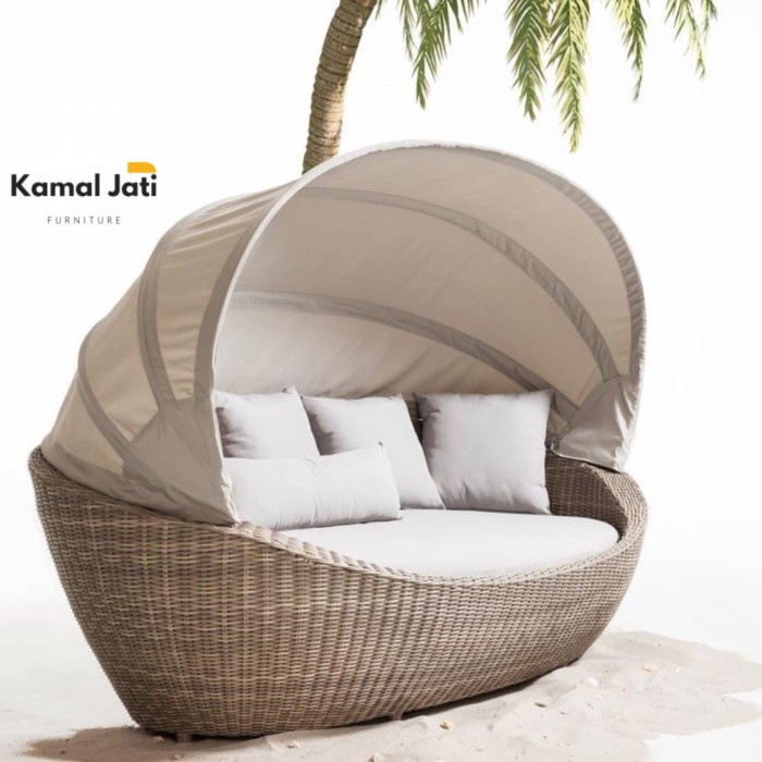 daybed rotan sintetis sofa taman outdoor