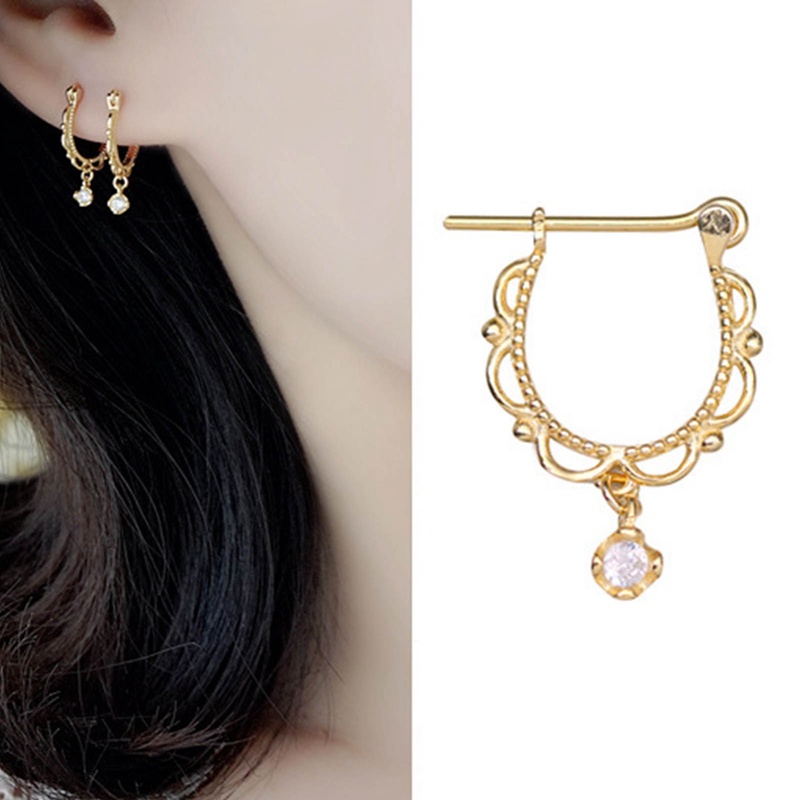 Anenjery Warna Silver Dainty Hollow Hoop Earrings Perhiasan Telinga Lucu Untuk Wanita Hadiah Pesta Earring