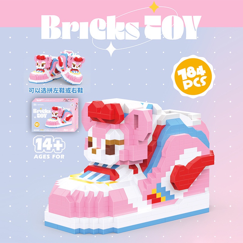 Fashion shoes series building block Mainan Hadiah