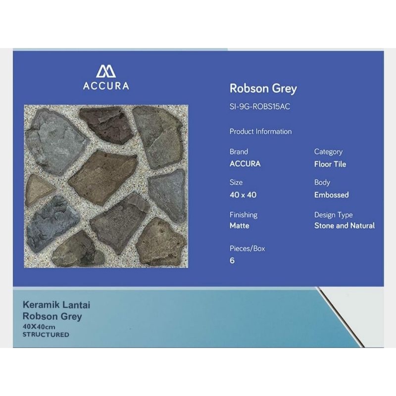 Keramik Lantai 40x40,ROBSON GREY/KASAR/ACCURA/KW1