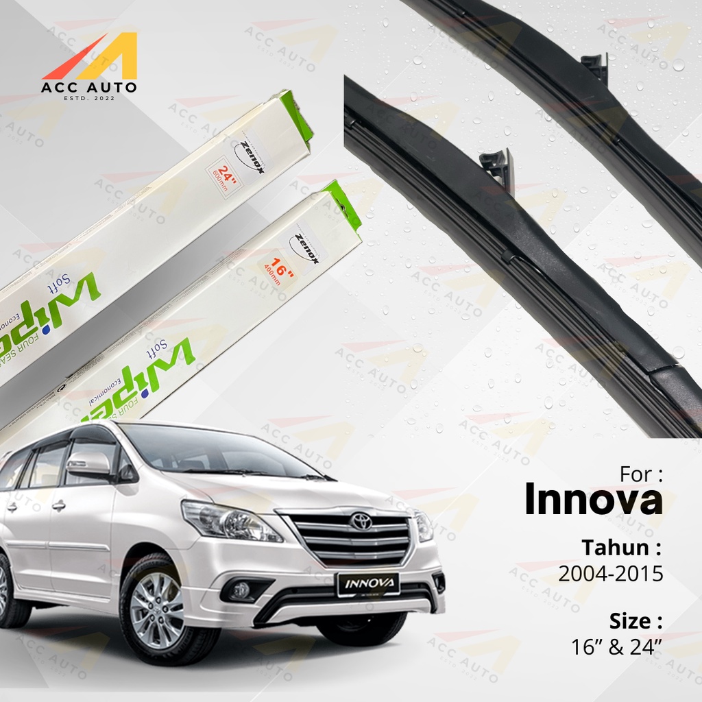 Disc Wiper Frameless Mobil Toyota Innova Karet Kaca Silicon Hybrid / Kipas Kaca