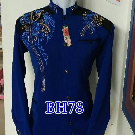 ✮ Jasko Jas Koko Modern Jasko Biru Kombinasi Hitam Bordir Code BH78 PAKAIAN MUSLIM PRIA BAHAN HIGHTW