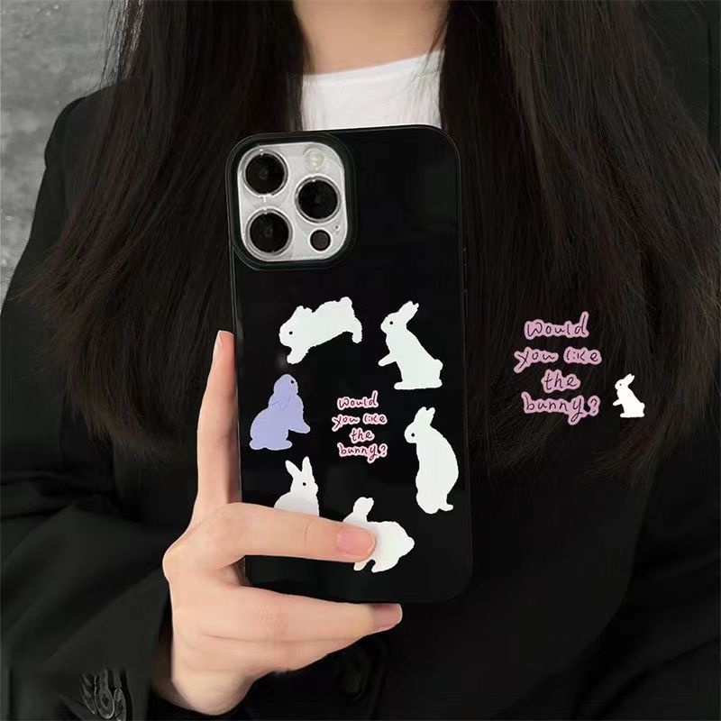 IPHONE Ins Kelinci Putar Cocok Untuk Iphone14 14pro 14plus 13 13mini 13pro 13prm iPhone12 7Plus 8Plus Xr XS 13 12mini Pro Max Empat Sudut Casing Ponsel Tahan Guncangan
