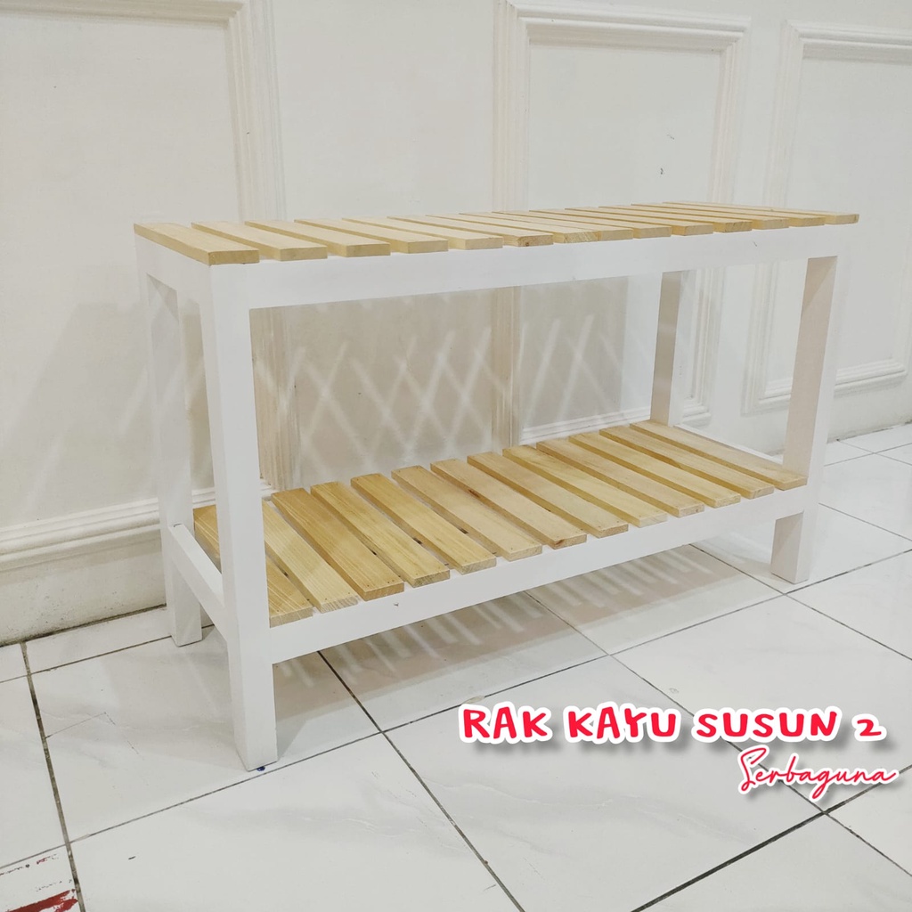rak kayu susun 2 | rak sepatu kayu susun