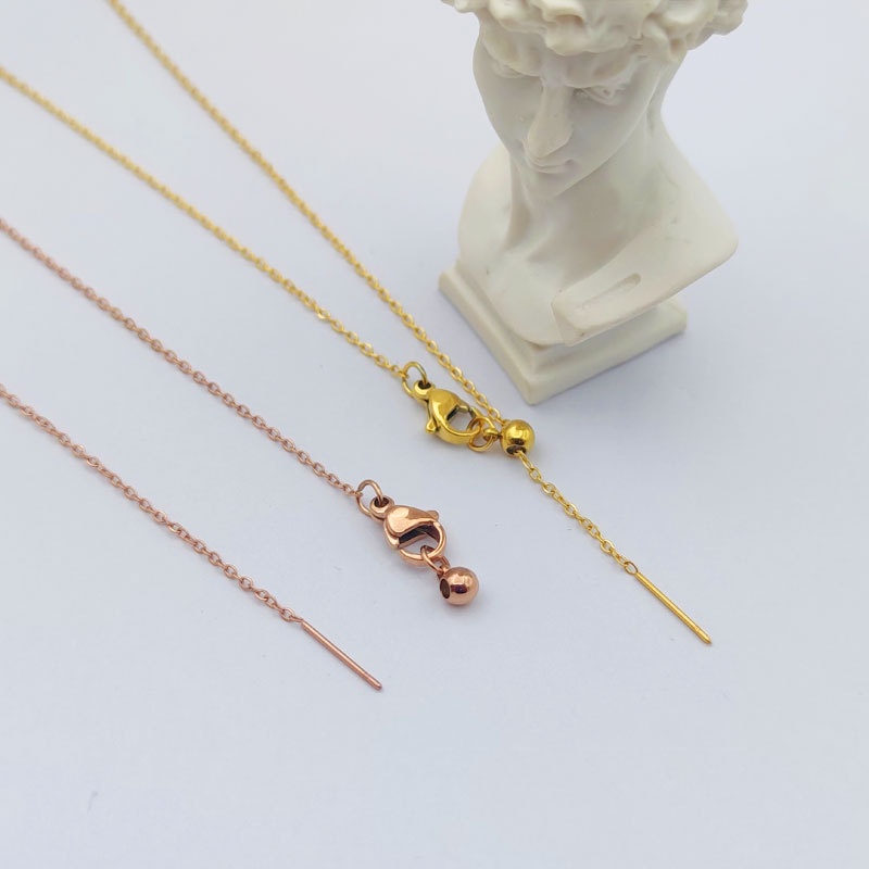 Kalung Manik-Manik Bentuk O | Rose Gold 18k | Aksesoris Wanita | Sendok Garpu Bahan Stainless Steel | Bahan Titanium Steel