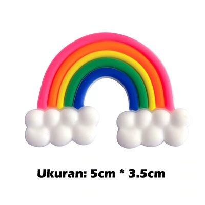 Cake topper hiasan kue clay pelangi rainbow awan Kecil 3D Bahan Clay Resin Warna Warni