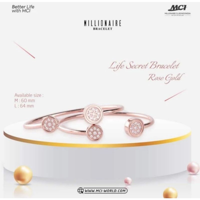 GELANG KESEHATAN MCI LIFE SECRET BRACELET ROSE GOLD ORIGINAL PRODUK MCI 100%