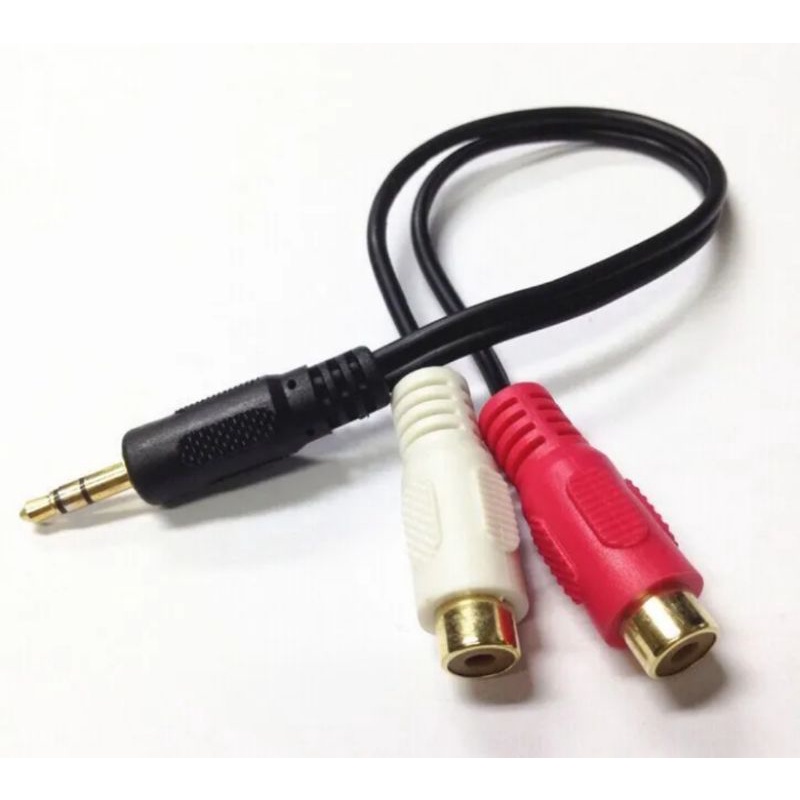 2 rca to 3.5mm Y Jack stereo splitter male female konektor audio cabang konverter sambungan speaker 