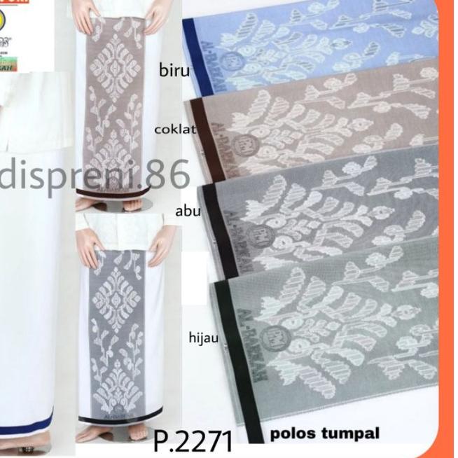 ✮ Sarung Putih Polos Samarinda Jumbo Al-Barkah design Pulau mas ♤