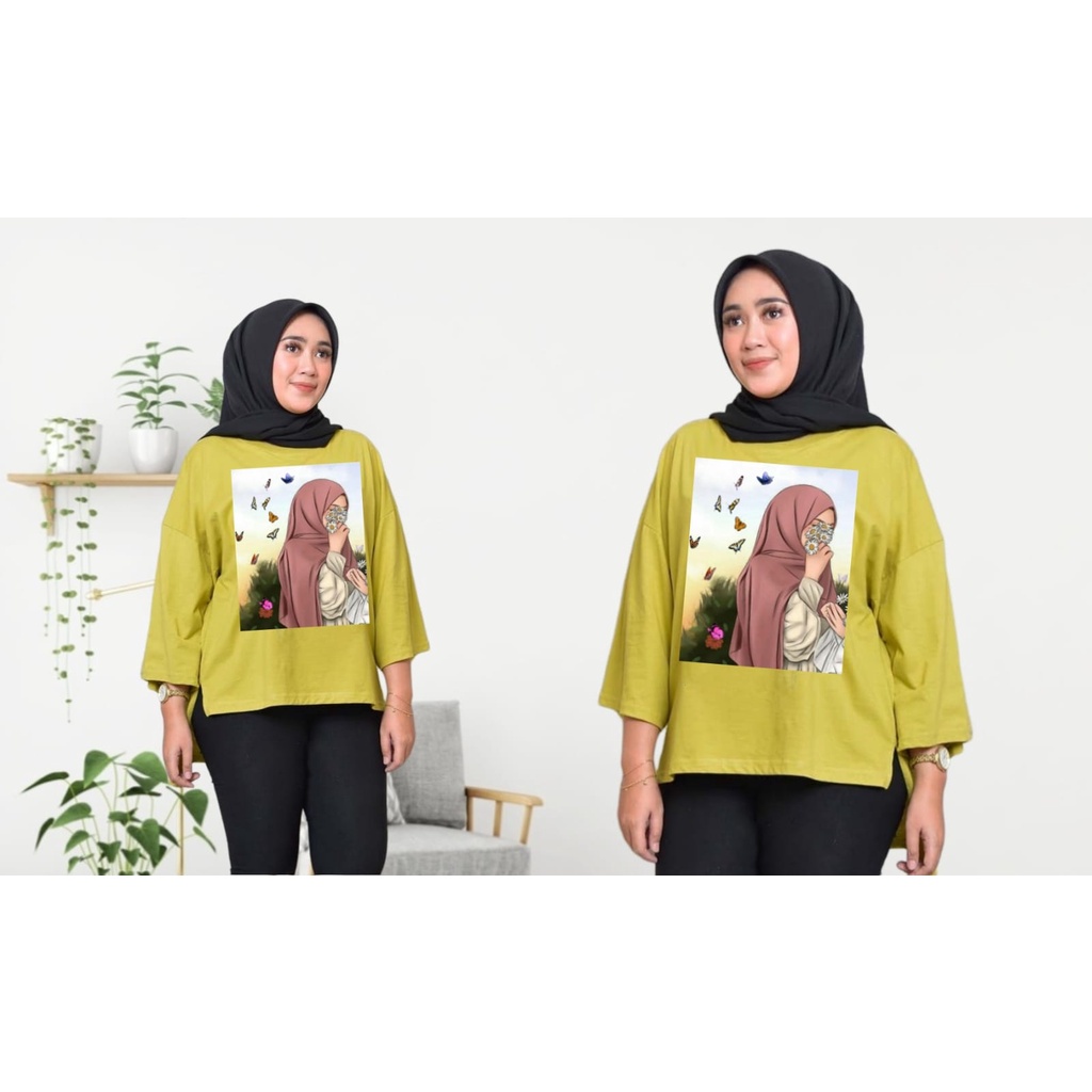 KAOS OVERSIZE HIJAB BUNGA XL /ATASAN TUNIK