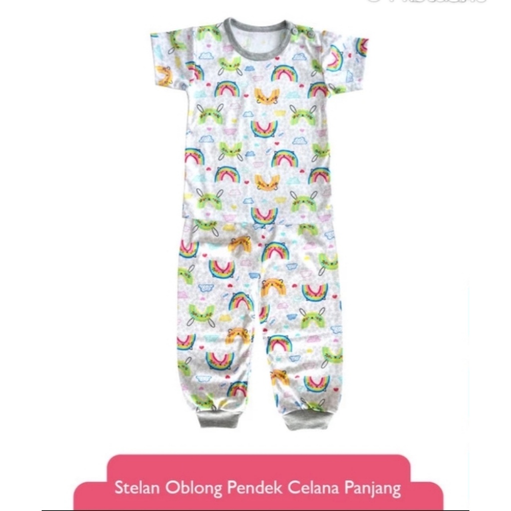 XXL Libby stelan oblong pendek celana panjang set baju kaos kancing pundak setelan piyama