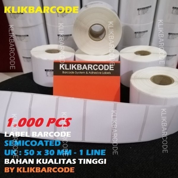 

LABEL STIKER BARCODE UKURAN 50 X 30 MM ISI 1000 PCS SEMICOAT - PUTIH